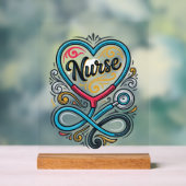 Infirmière Cœur Stéthoscope Dessin de Gravure Vint (Neutre)