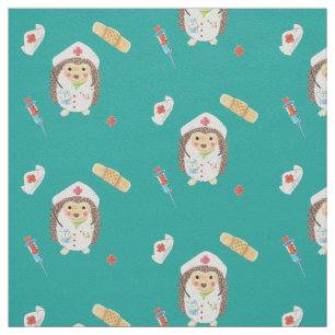 Infirmière de Hérisson tissu turquoise motif do
