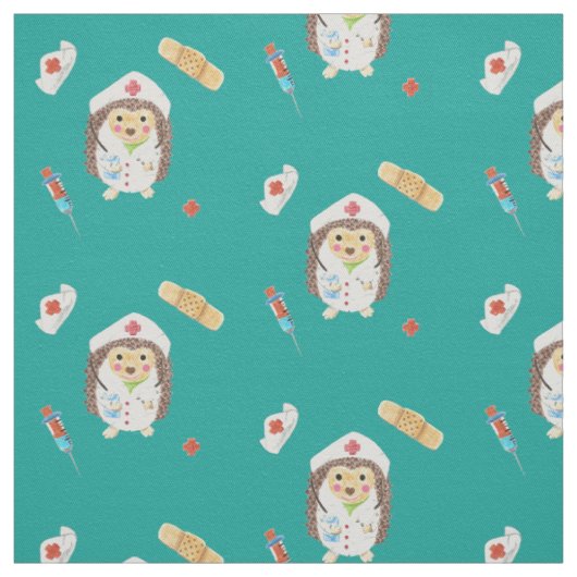 Infirmière de Hérisson| tissu turquoise motif doct (Échantillon)