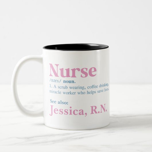 Infirmière Définition Nom personnalisé Café Mug (Gauche)