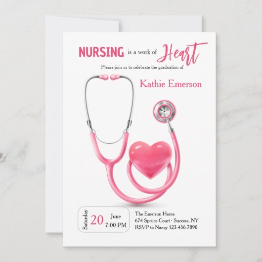 Infirmière diplômée Pink Invitation (Devant)