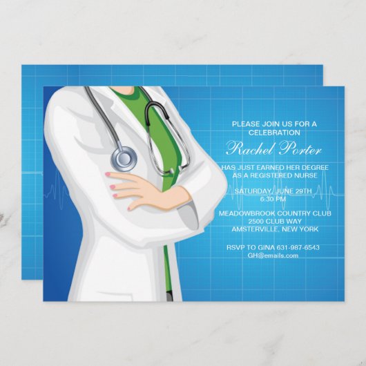 Infirmière en service - Invitation (Devant / Derrière)