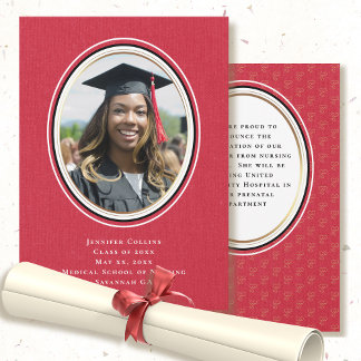 Infirmière Faire-part minimum Red Gold