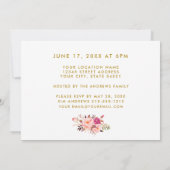 Infirmière Floral Rose Grad Party Invitation Gold (Dos)