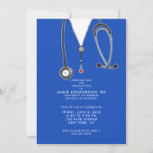 Infirmière Graduation Blue Party Invitations (Devant)