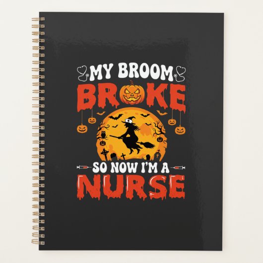 Infirmière Halloween Balai Cassé Sorcière Graphiqu (Devant)