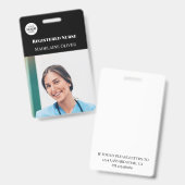 Infirmière ID photo Noir Logo Simple Badge (Front & Back)
