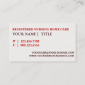 Infirmière infirmière Carte de visite de soins inf (Dos)
