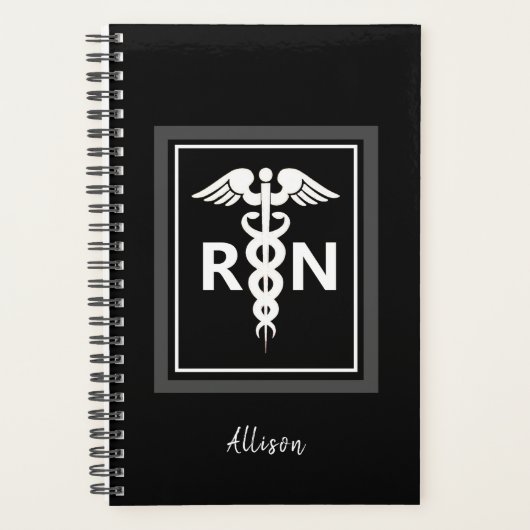 Infirmière inscrite Noir Blanc Caduceus Personnali (Devant)