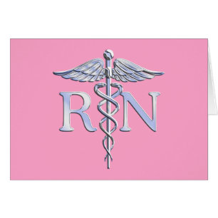Infirmière inscrite RN Caduceus sur Décor rose cla