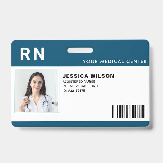 Infirmière inscrite RN Médicale Hospital ID Badge (Front)