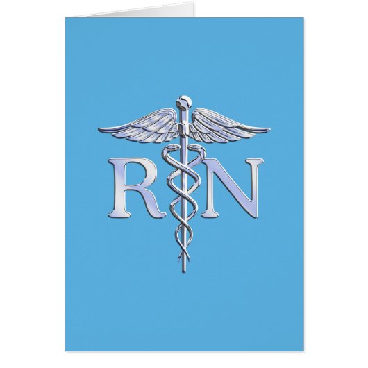 Infirmière inscrite RN Silver Caduceus sur Bleu bé (Devant)