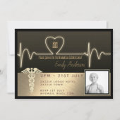 Infirmière Invitation de diplômés - Black Gold PHO (Devant)