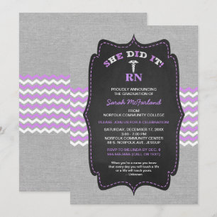 Infirmière invitations de diplôme, lavande gris ta