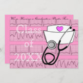 Infirmière - Invitations de la fête de graduation  (Devant / Derrière)
