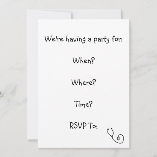 Infirmière - Invitations de la fête de graduation (Dos)