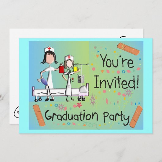Infirmière - Invitations de la fête de graduation (Devant / Derrière)