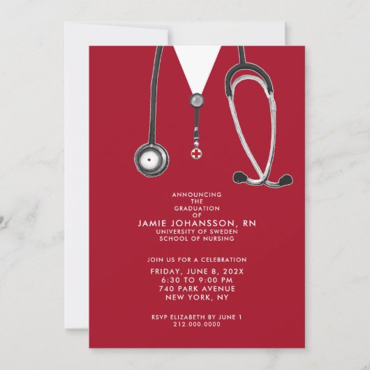 Infirmière - Invitations de la fête de graduation (Devant)