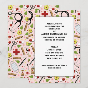 Infirmière - Invitations de la fête de graduation