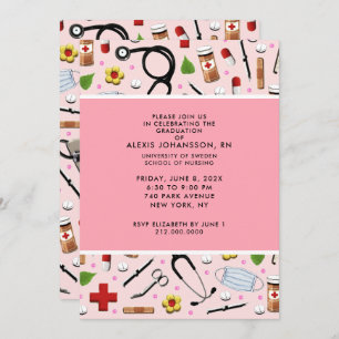 Infirmière - Invitations de la fête de graduation