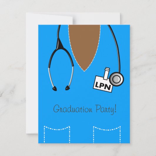 Infirmière LPN Graduation Invitation Blue Scrub To (Devant)