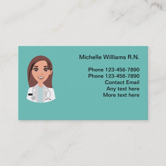 Infirmière Médicale Cartes de visite en soins de s (Devant)