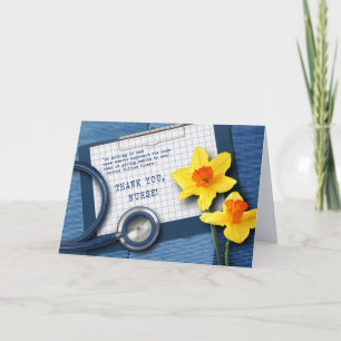 Infirmière Merci. Daffodiques et carte de stéthosc