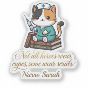 Infirmière mignonne autocollant personnalisé chat
