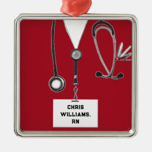 Infirmière personnalisée - Ornement en métal colle