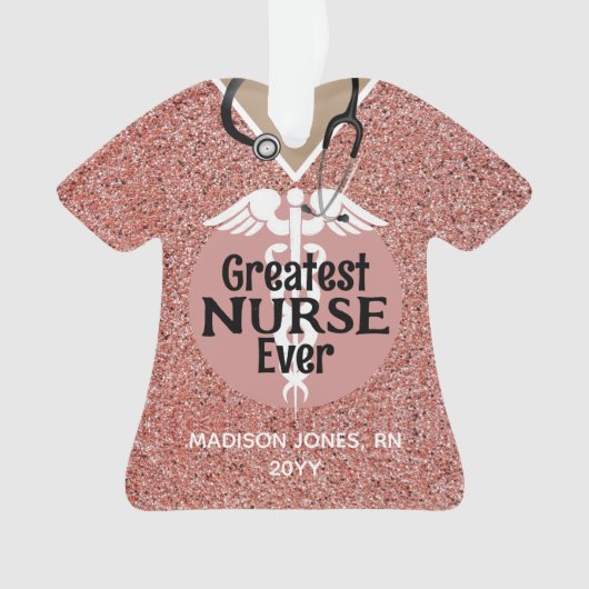 Infirmière personnalisée Pink Scrub Top Noël (devant)