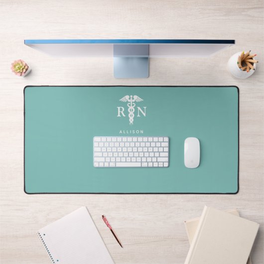 Infirmière personnalisée Turquoise blanc Caduceus (Bureau 1)