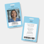 Infirmière Photo et logo badge bleu clair (Avant & arrière)