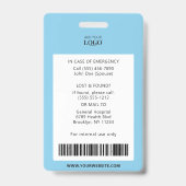 Infirmière Photo et logo badge bleu clair (Arrière)