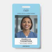 Infirmière Photo et logo badge bleu clair (Avant)