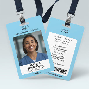 Infirmière Photo et Logo Badge Bleu Clair
