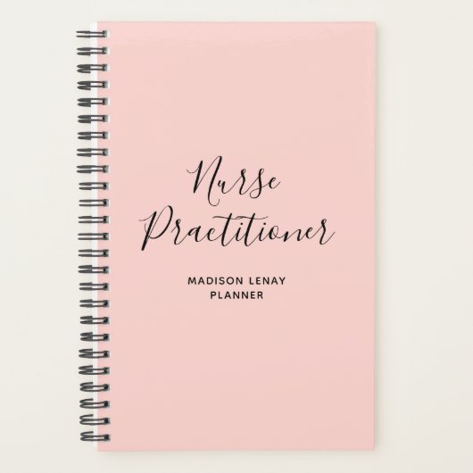 Infirmière Praticien Blush Pink Noir Nom du script (Devant)