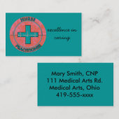 Infirmière Praticien Cartes de visite Turquoise (Devant / Derrière)