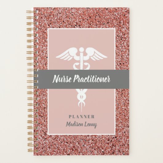 Infirmière Praticien Rose Parties scintillant d'or (Devant)