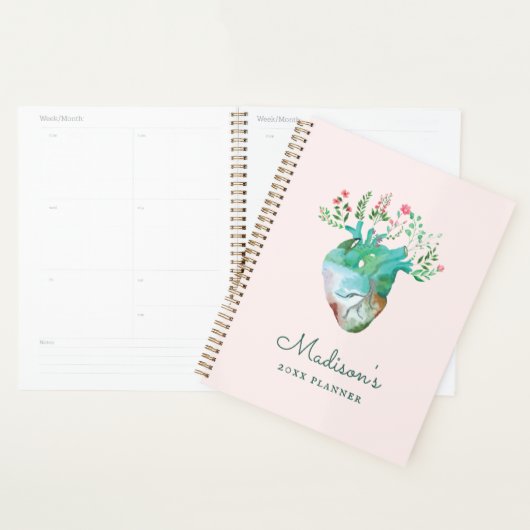 Infirmière RN Médicale Floral Heart Custom (Devant avec enveloppe)