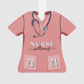 Infirmière Scrubs rose Chemise Stethoscope Noël (devant)