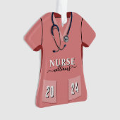Infirmière Scrubs rose Chemise Stethoscope Noël (devant)