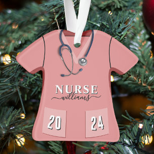 Infirmière Scrubs rose Chemise Stethoscope Noël