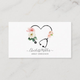 Infirmière soignante Floral Stethoscope Carte de v
