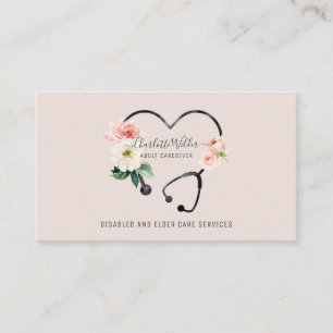 Infirmière soignante Floral Stethoscope Carte de v