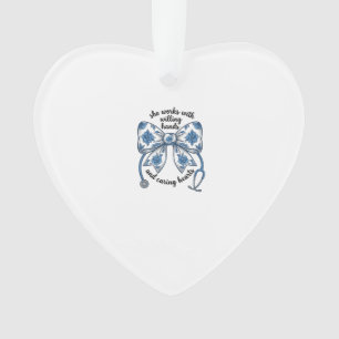 Infirmière Stethoscope à noeud floral Gravure Vint