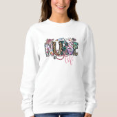 Infirmière | Sweatshirt de typographie rétro amusa (Devant)