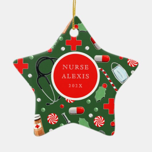 Infirmière Vacances Cadeau Ornement en céramique (Devant)