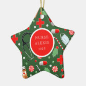 Infirmière Vacances Cadeau Ornement en céramique (Gauche)