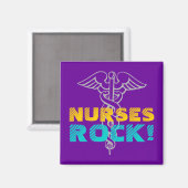 Infirmières Rock ! Aimant avec symbole caduceus (Recto/Verso)