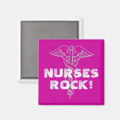 Infirmières Rock ! Aimant avec symbole caduceus (Recto/Verso)
